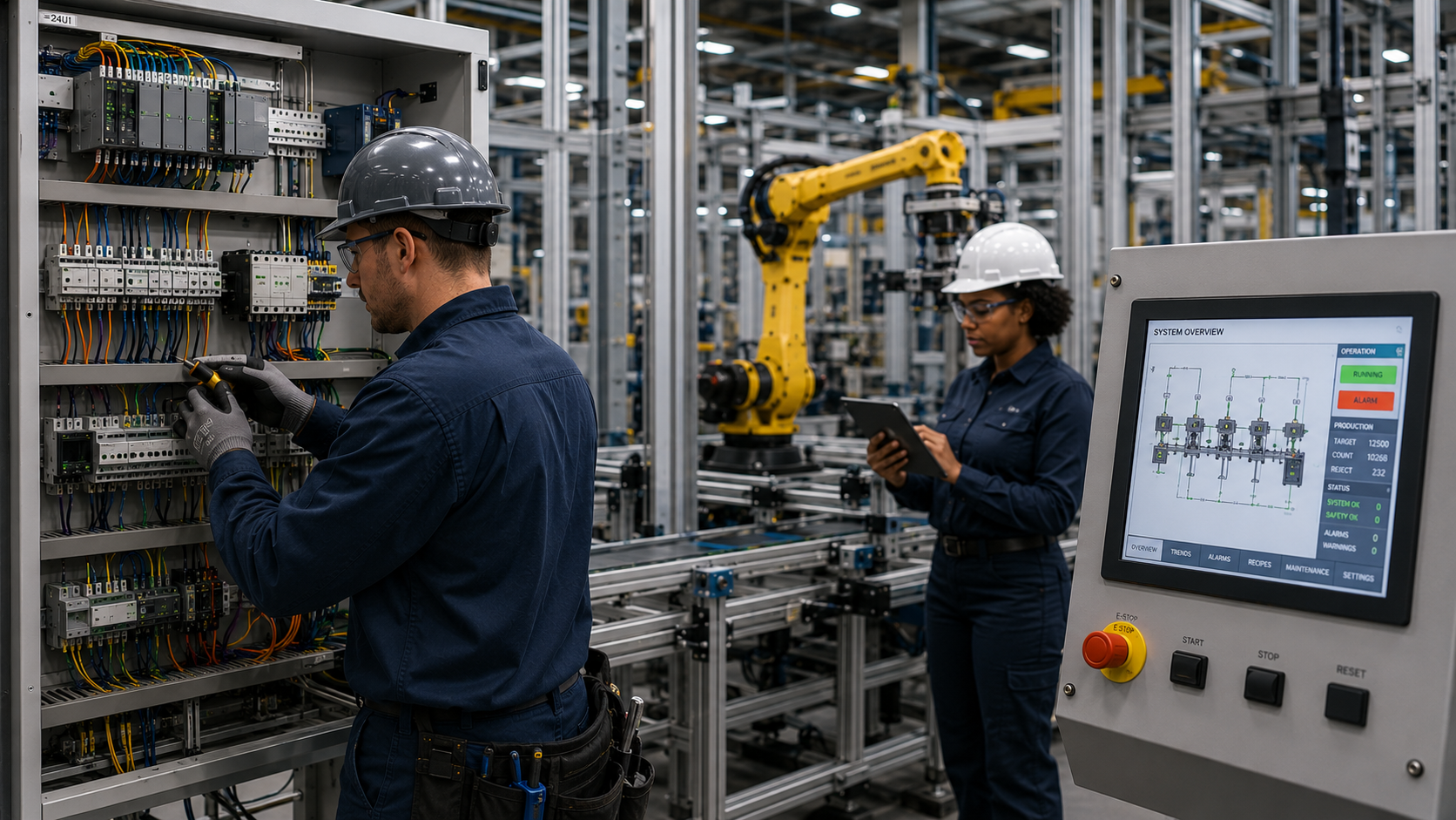 PITCO engineers installing and commissioning an automated production line on the plant floor.